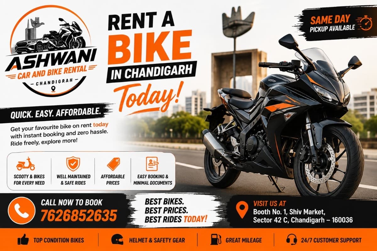 🏍️ Rent a Bike in Chandigarh Today – Quick, Easy & Affordable