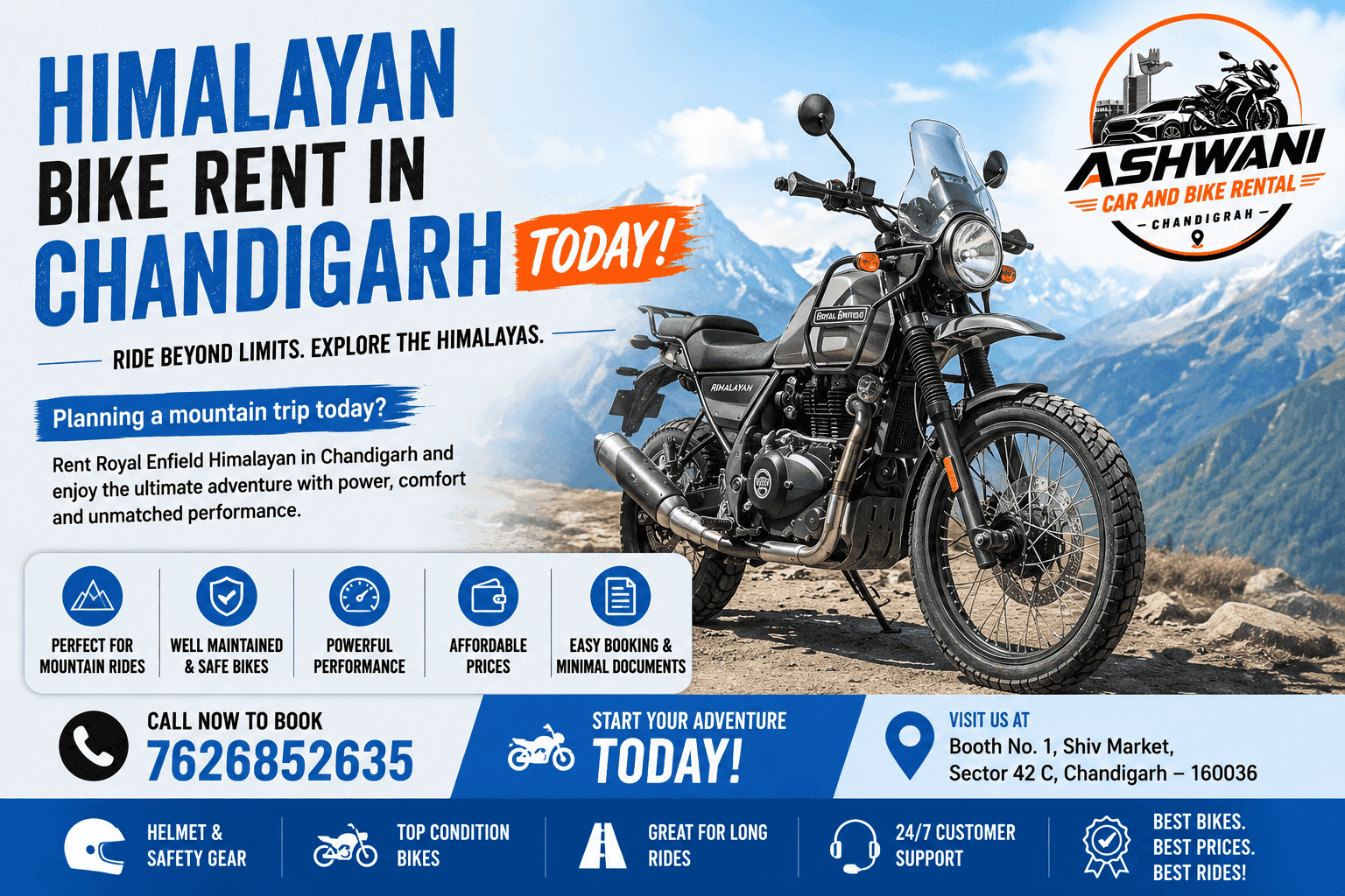 🏔️ Himalayan Bike Rent in Chandigarh Today – Ride the Adventure