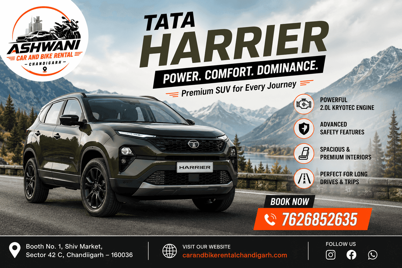 Tata Harrier on Rent in Chandigarh – Experience Premium Comfort and Power