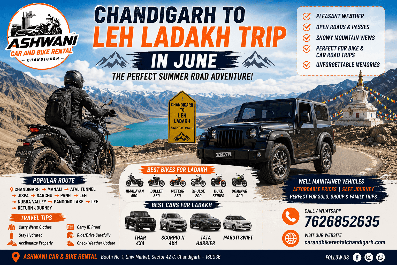 🏔️ Chandigarh to Leh Ladakh Trip in June – The Perfect Summer Road Adventure