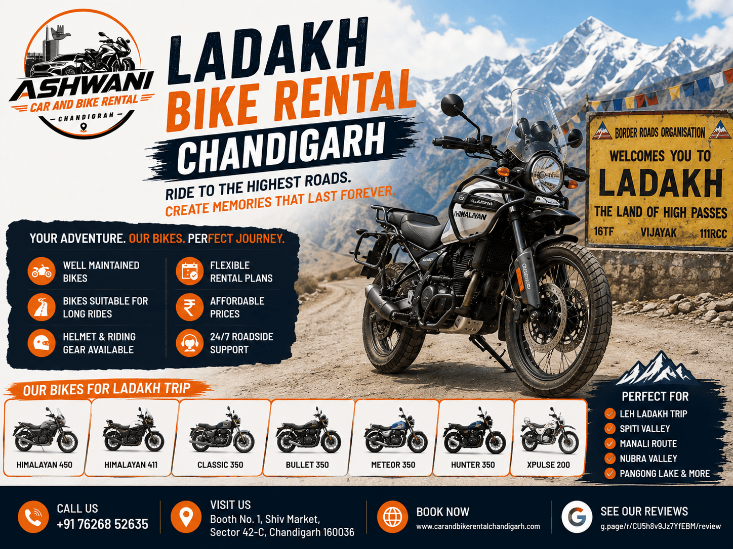 Ladakh Bike Rental Chandigarh – Best Bikes for Leh Ladakh Trip